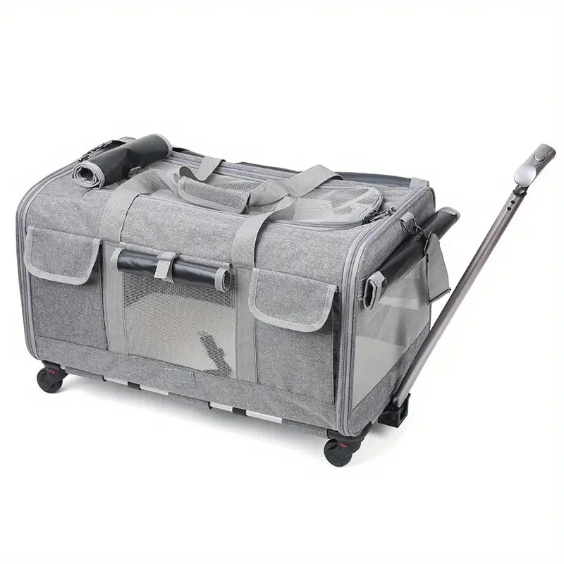 Large Portable Pet Trolley Case, Detachable Trolley Case, Large Foldable Pet Bag Cat Travel Carrier Bag