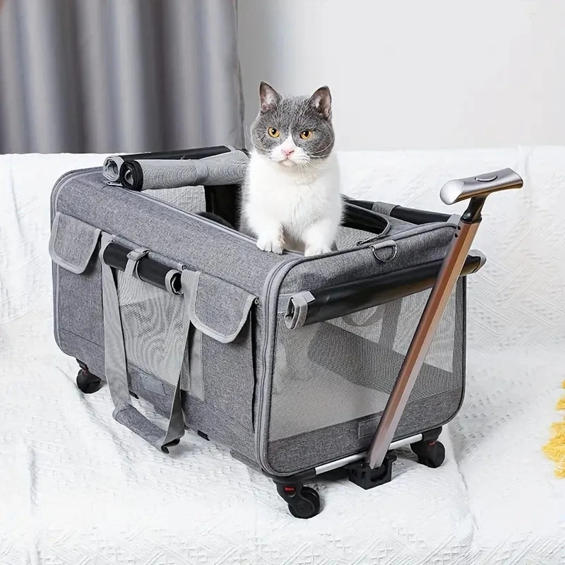 Large Portable Pet Trolley Case, Detachable Trolley Case, Large Foldable Pet Bag Cat Travel Carrier Bag