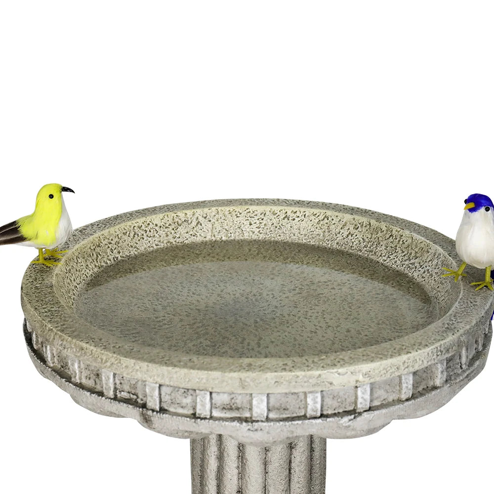 Naturefulls 24" Tall Modern Outdoor Bird Bath - Fiber Reinforced Concrete Large Bird Bath and Stand with Stylish Base for Garden