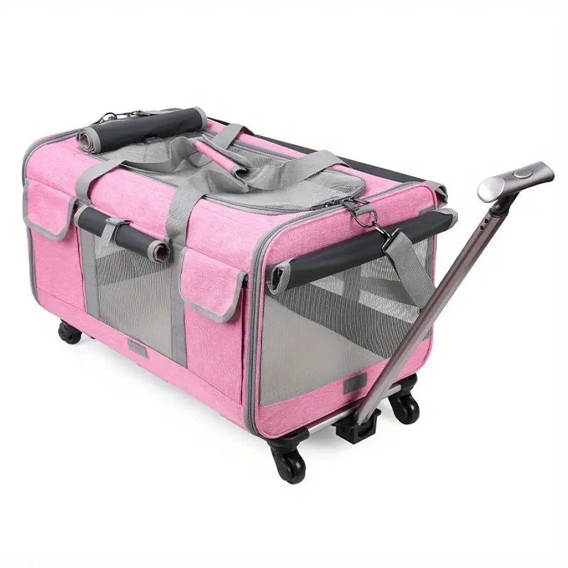 Large Portable Pet Trolley Case, Detachable Trolley Case, Large Foldable Pet Bag Cat Travel Carrier Bag