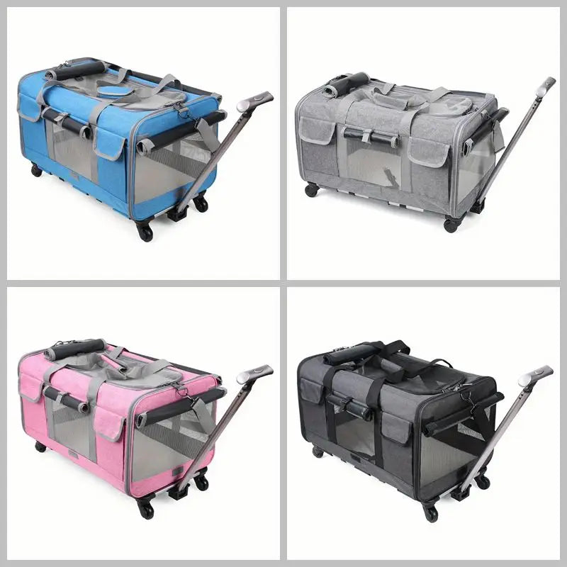 Large Portable Pet Trolley Case, Detachable Trolley Case, Large Foldable Pet Bag Cat Travel Carrier Bag