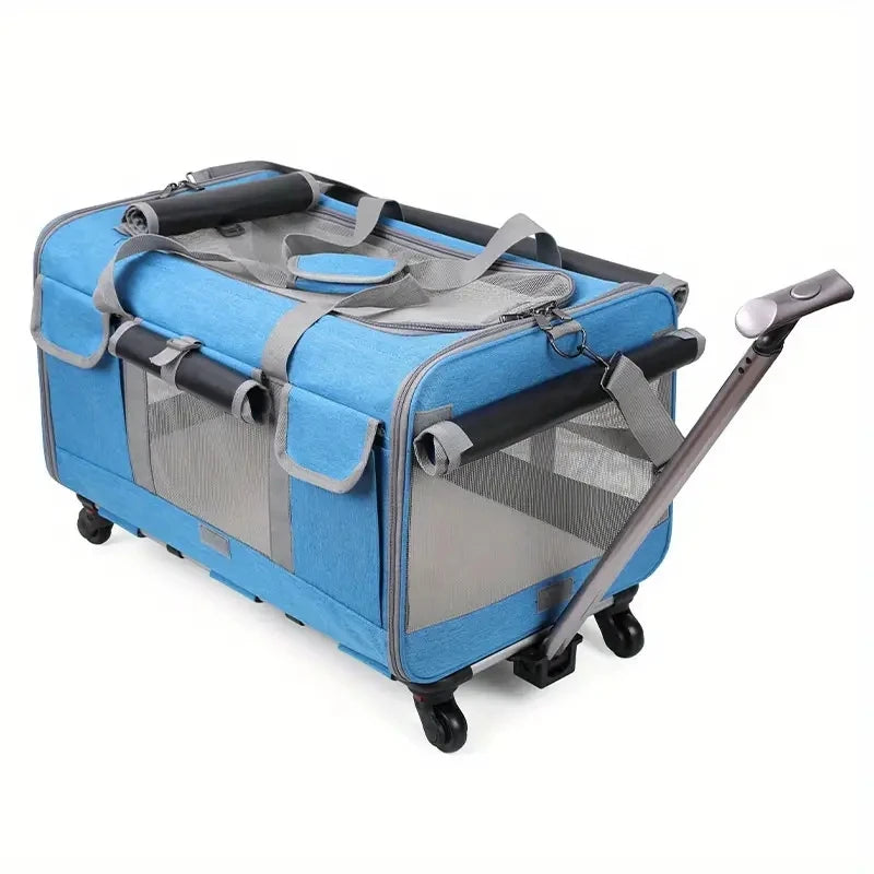 Large Portable Pet Trolley Case, Detachable Trolley Case, Large Foldable Pet Bag Cat Travel Carrier Bag