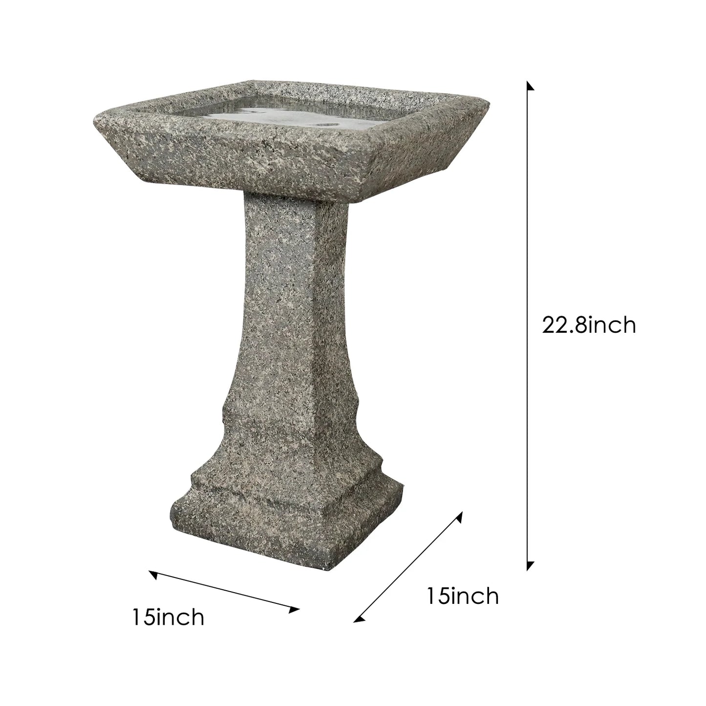 Naturefuls Freestanding Modern Outdoor Bird Bath-15" Diameter ，22.8" H, Concrete Vertical Garden Bird Bath Feeder Bowl with Base