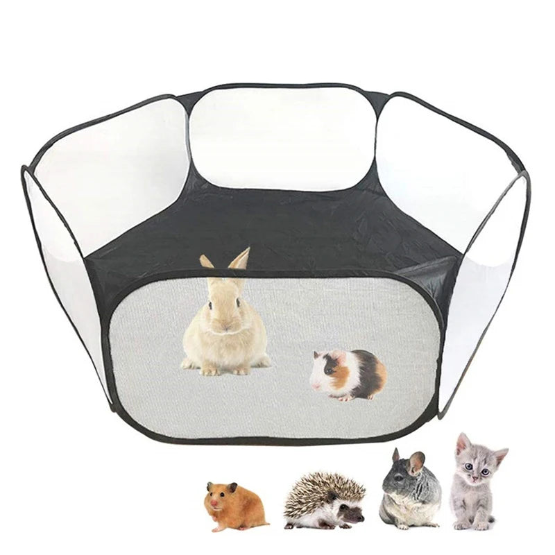 Portable Small Pet Cage Transparent Tent Pet Playpen Open Folding Yard Fence For Hamster Rabbit Guinea Pig