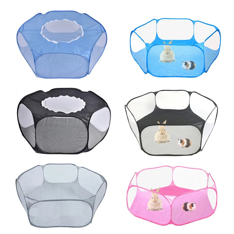 Portable Small Pet Cage Transparent Tent Pet Playpen Open Folding Yard Fence For Hamster Rabbit Guinea Pig