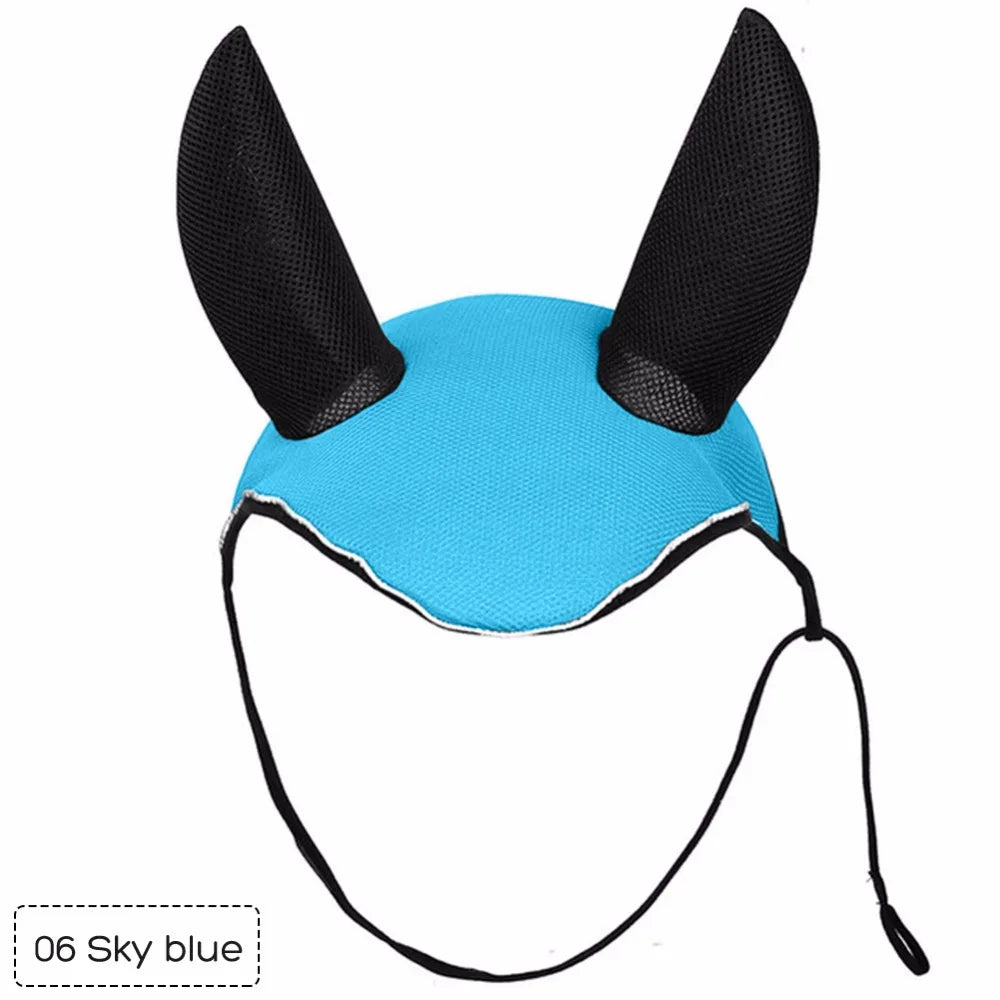 Horse Care Horse Riding Breathable Meshed Horse Ear Cover Equestrian Horse Equipment Fly Mask Bonnet Net Ear Masks Protector