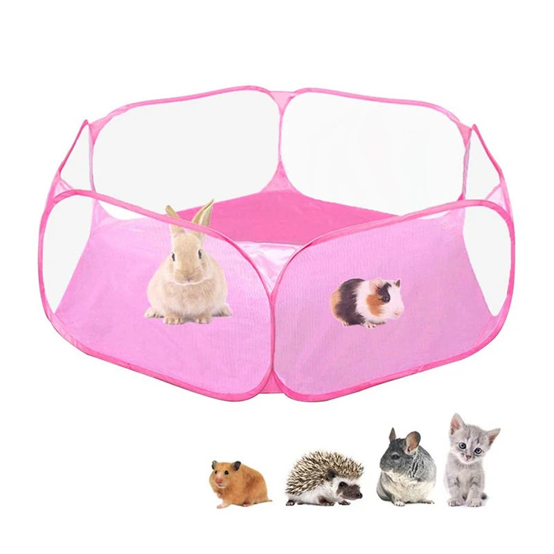 Portable Small Pet Cage Transparent Tent Pet Playpen Open Folding Yard Fence For Hamster Rabbit Guinea Pig