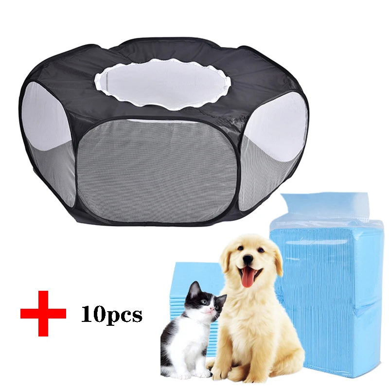 Portable Small Pet Cage Transparent Tent Pet Playpen Open Folding Yard Fence For Hamster Rabbit Guinea Pig