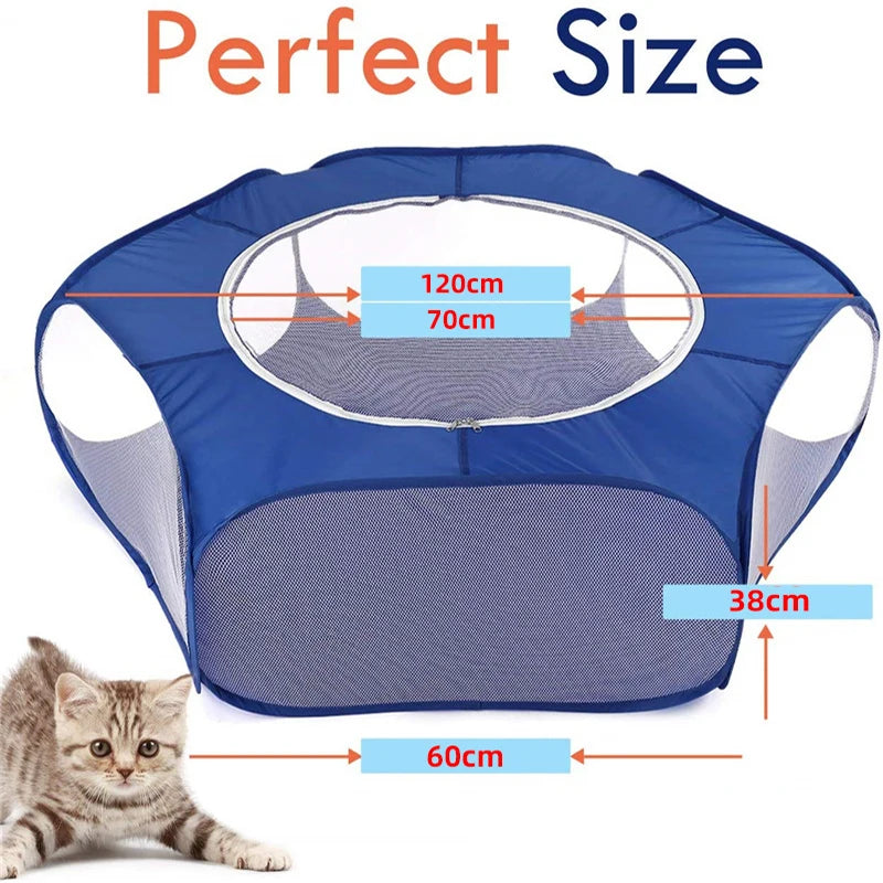 Portable Small Pet Cage Transparent Tent Pet Playpen Open Folding Yard Fence For Hamster Rabbit Guinea Pig