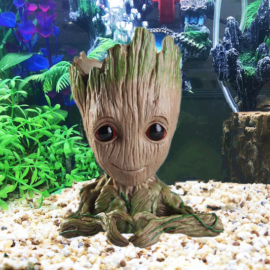 Aquarium Groot  Decoration Cartoon  for Fish Tank Flower Plant Holder Pot