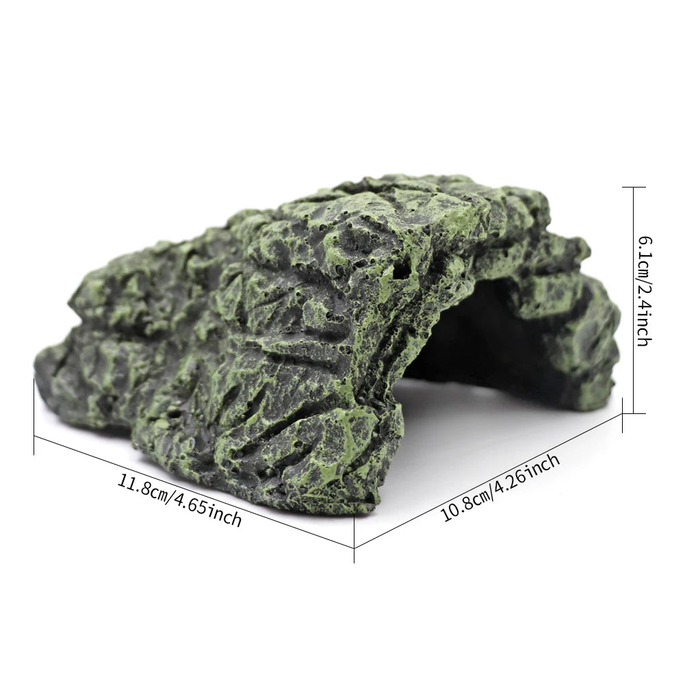 Reptile Hiding Cave Aquarium Non-Toxic High Simulation Crawling Turtle Reptile Basking Hide Habitat Tank Decoration Ornament