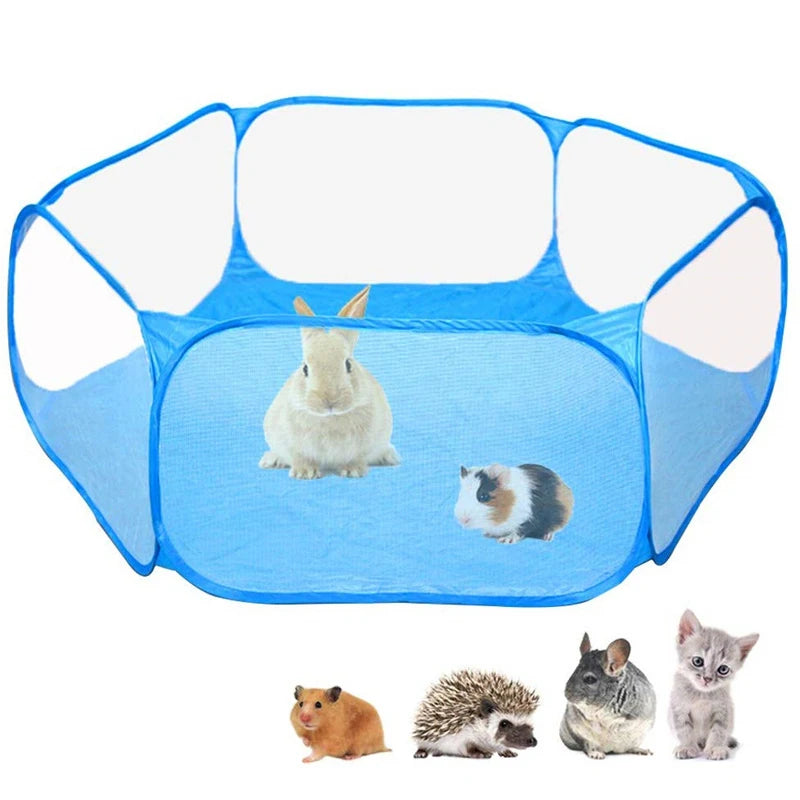 Portable Small Pet Cage Transparent Tent Pet Playpen Open Folding Yard Fence For Hamster Rabbit Guinea Pig