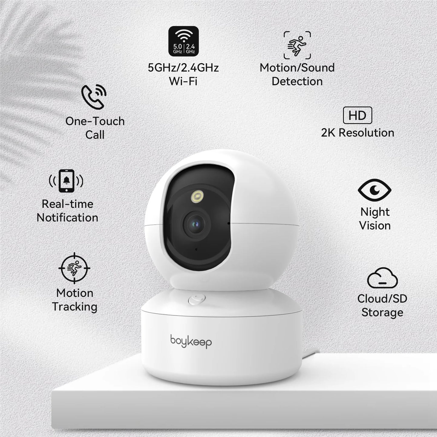 Pet Camera with Phone App, 5G/2.4GHz WiFi Indoor Security Camera, 360° Pan & Tilt, 2-Way Audio, Night Vision