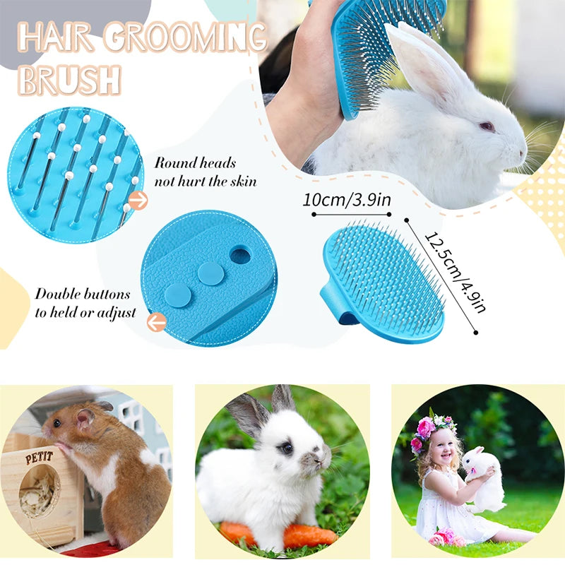 4Pcs Small Rabbit Grooming Kit Rabbit Hair Remover Grooming Brush Flea Comb