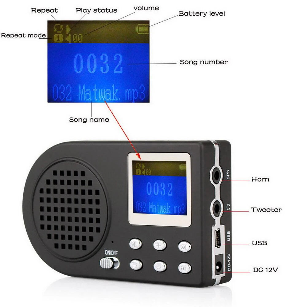 Outdoor Electronic Birdsong Device Farm Bird Sound Decoy with Loudspeaker Caller Amplifier Digital MP3 Bird Caller Player