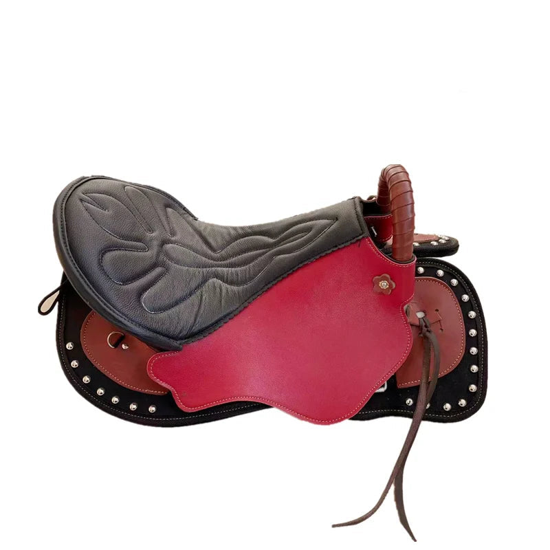 New Horse Saddle, Complete Harness Cowhide Tourist Saddle Equestrian Equipment Horse Accessories