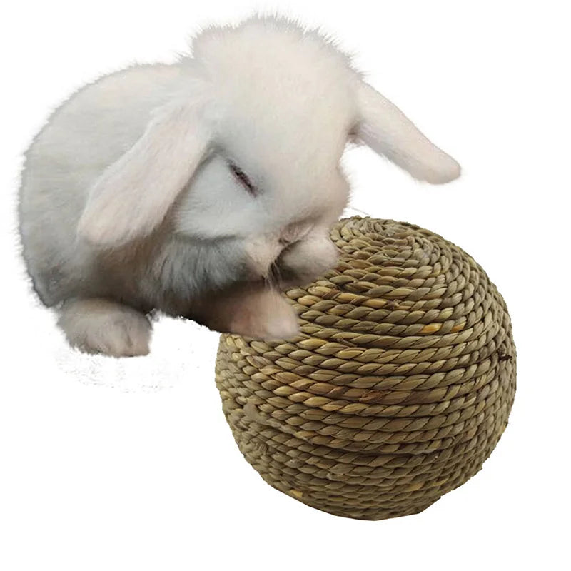 Rabbit Chew Toy Natural Grass Ball For Rabbit Hamster Guinea Pig For Tooth Cleaning Supplies