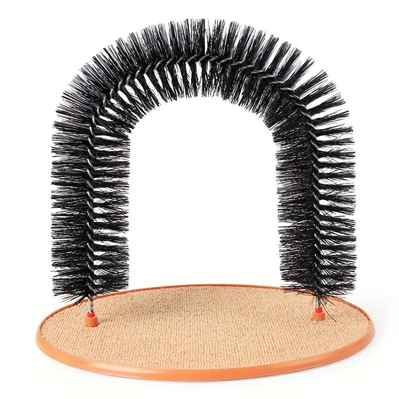 Cat Arch Self Groom Pamper Feline with A Massage Grooming Rubbing Brush with Scratching Pad Toy for Cats Interactive Toys