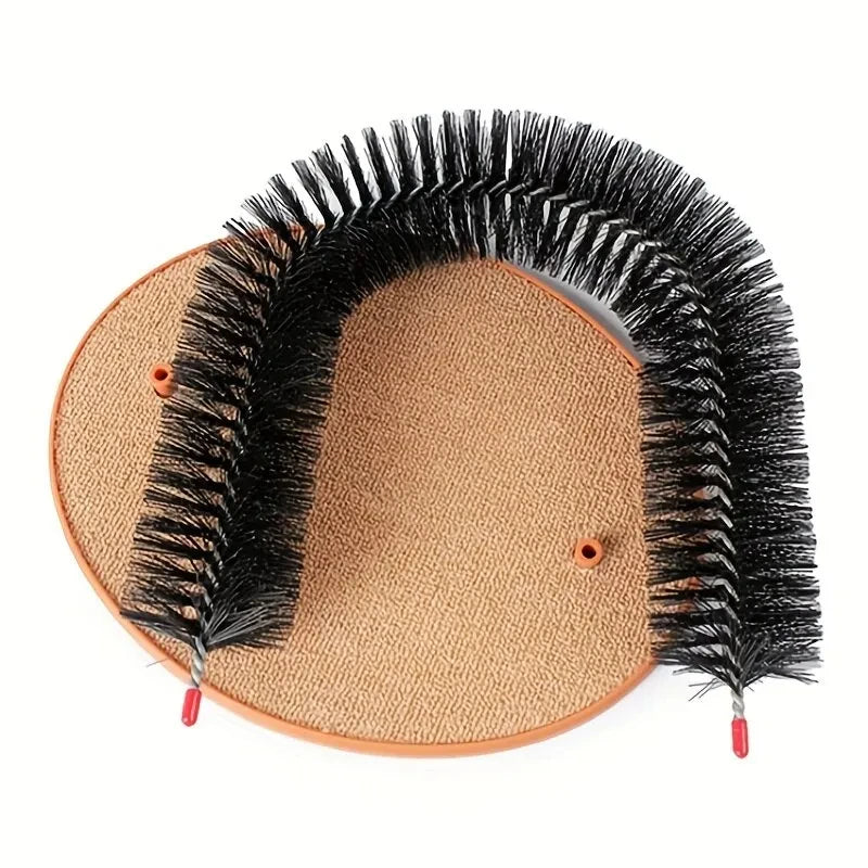 Cat Arch Self Groom Pamper Feline with A Massage Grooming Rubbing Brush with Scratching Pad Toy for Cats Interactive Toys