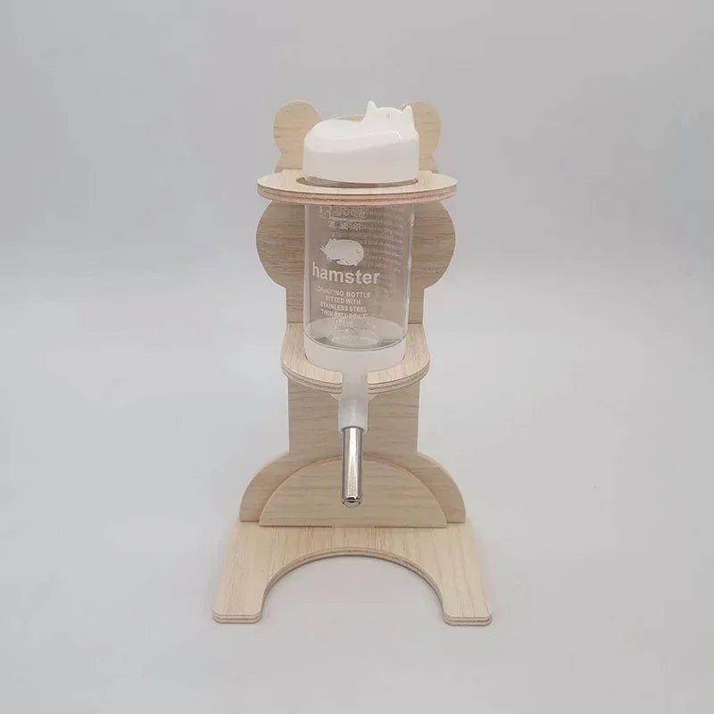 Hamster Water Bottle Rack Vertical Water Bottle Solid Wood Bracket