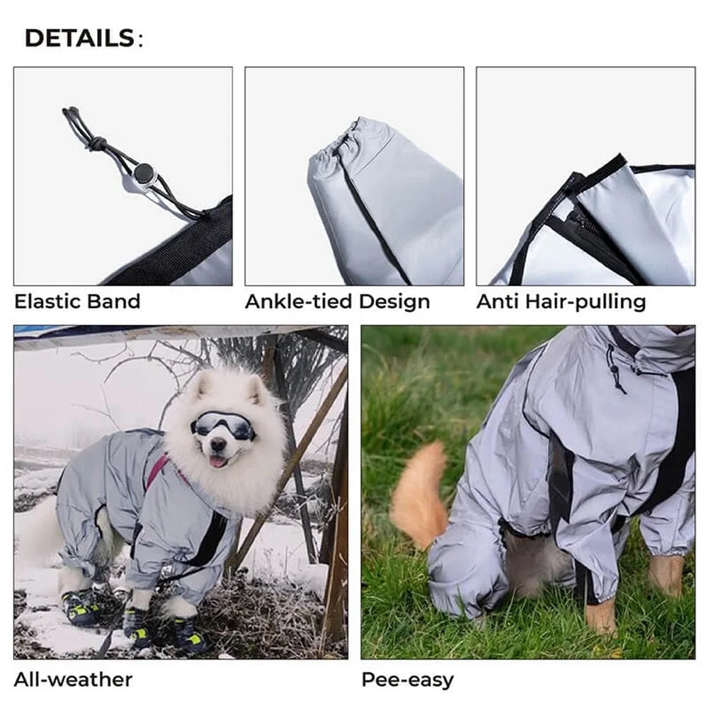 Reflective Pet Dog Jumpsuit Waterproof Raincoat  Dog Outdoor Clothes Jacket for Small Medium Large Dog Pet Supplies