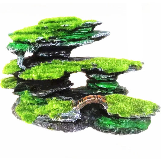 Moss Rockery Shape Fish Tank Ornaments Multifunctional Rock Cave Landscaping Decorative Fish Hide