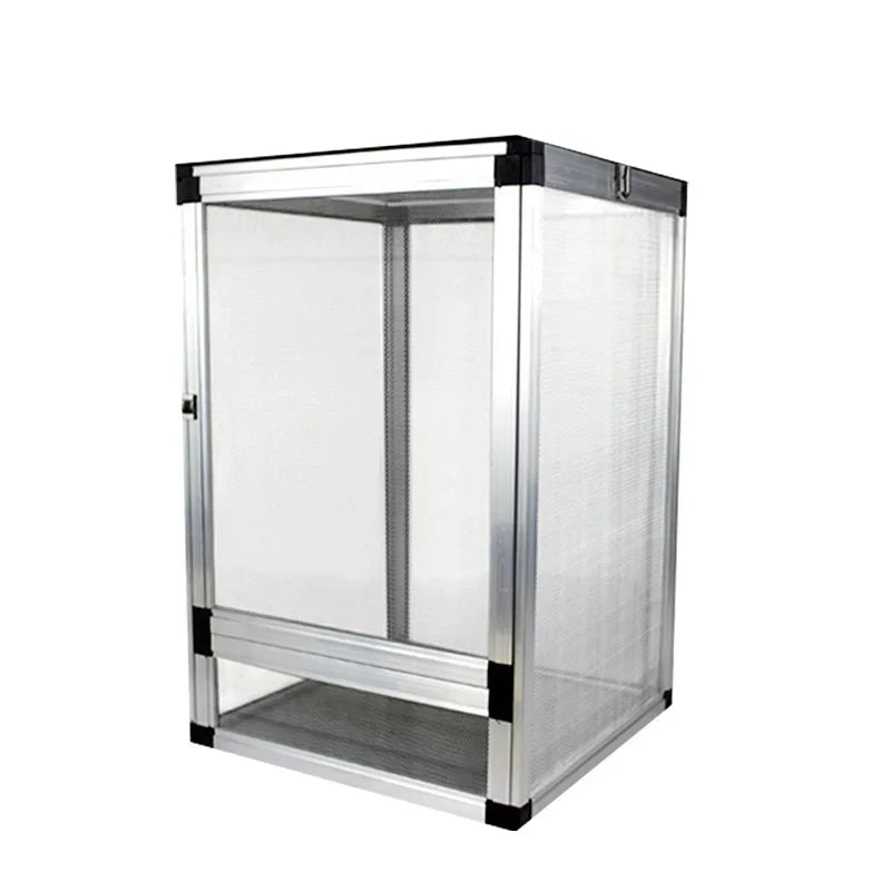 Reptile Detachable Habitat Tank Terrarium Transparent Aluminium Air Screen Cage Front Opening Door Full View