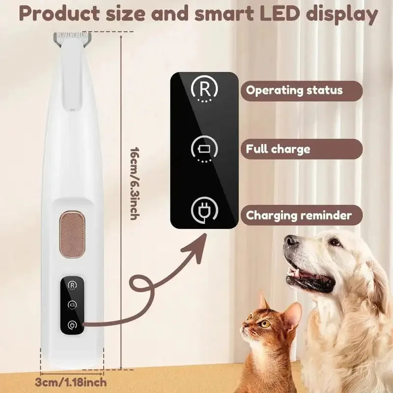 Paw Trimmer with LED Light Fully Waterproof Pet Hair Trimmer with LED