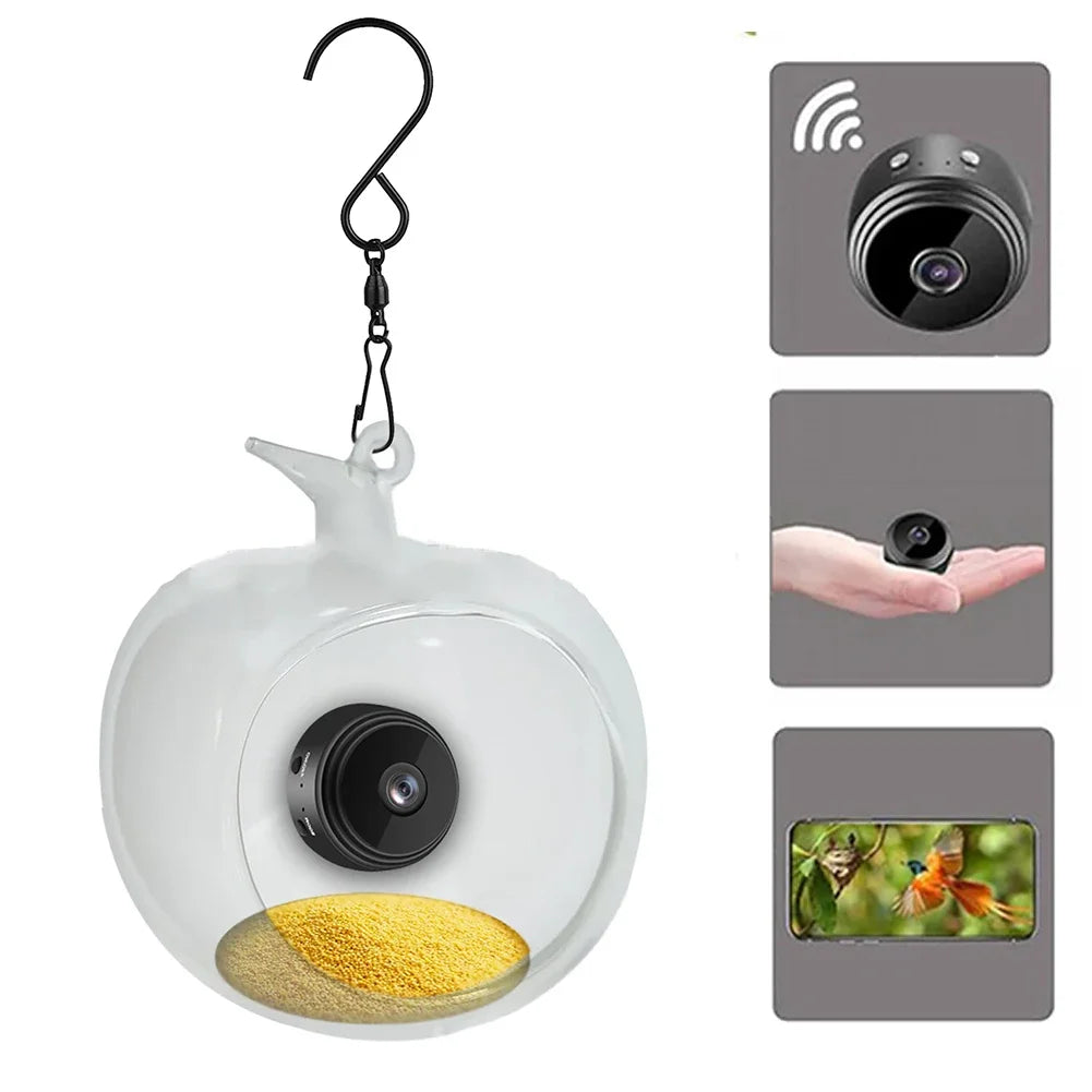 1 Pc Indoor Home Outdoor Garden Smart Bird Feeder With Video Camera For Windowsill Bird Videos Motion Detection