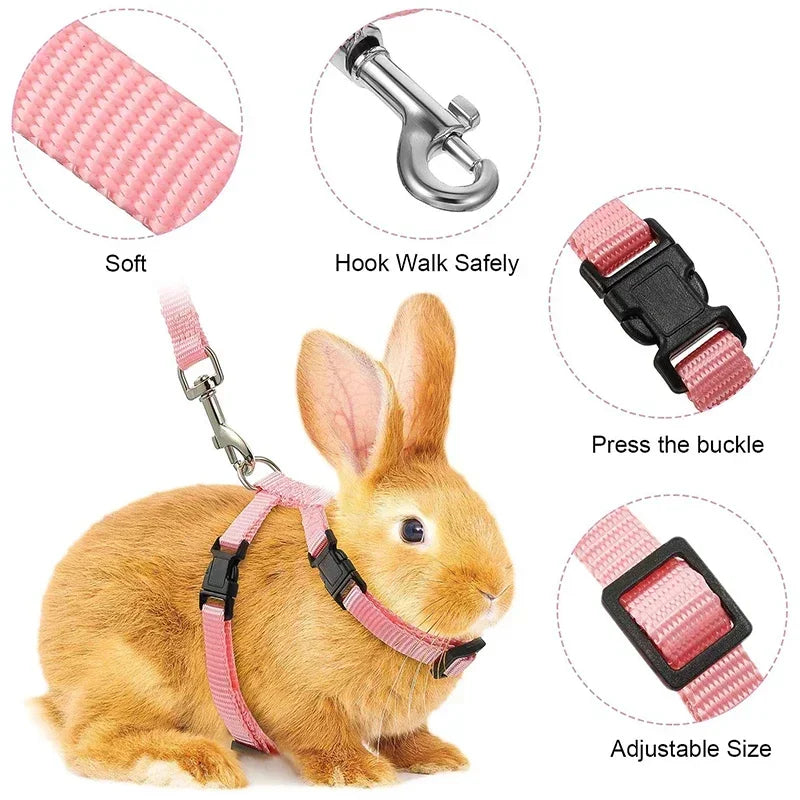 Rabbit Harness and Leash Set Adjustable Nylon Harnesses for Bunny  Outdoor Walking