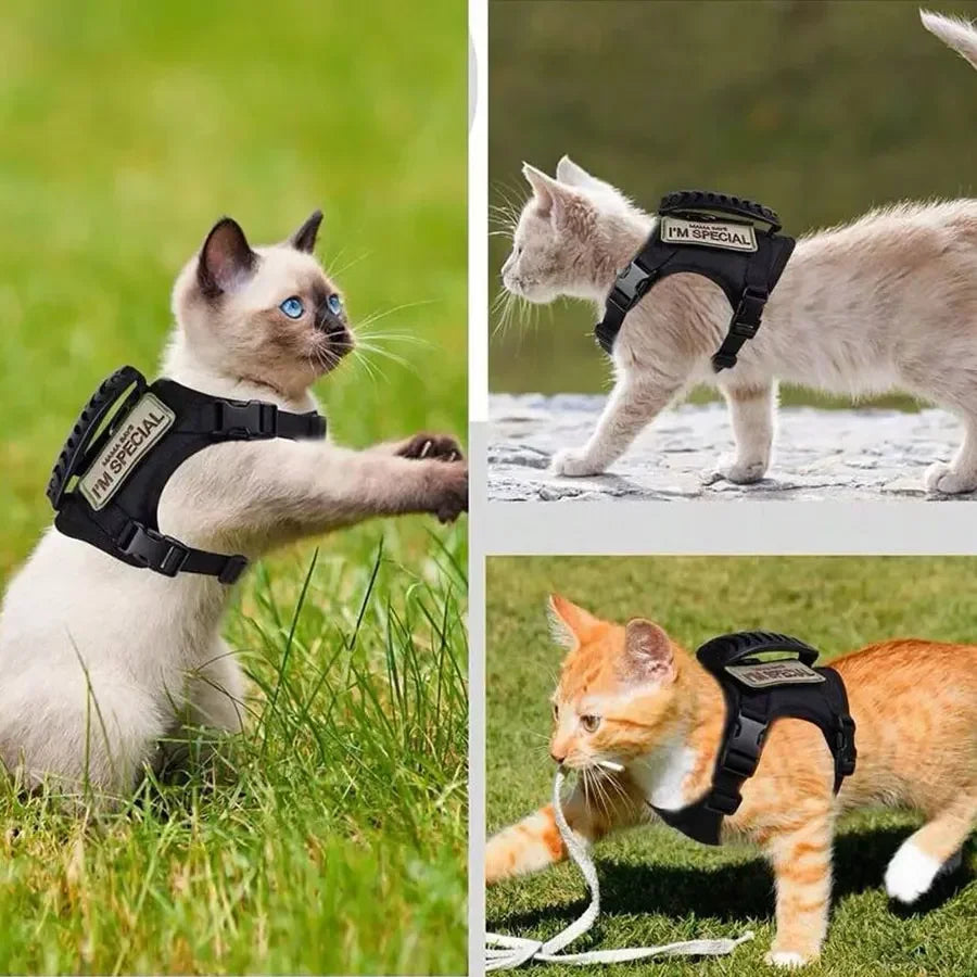 Outdoor Cat Vest Waterproof Cat Clothes Cat Chest Strap Special Vest for Walking Cats Can Be Adjusted