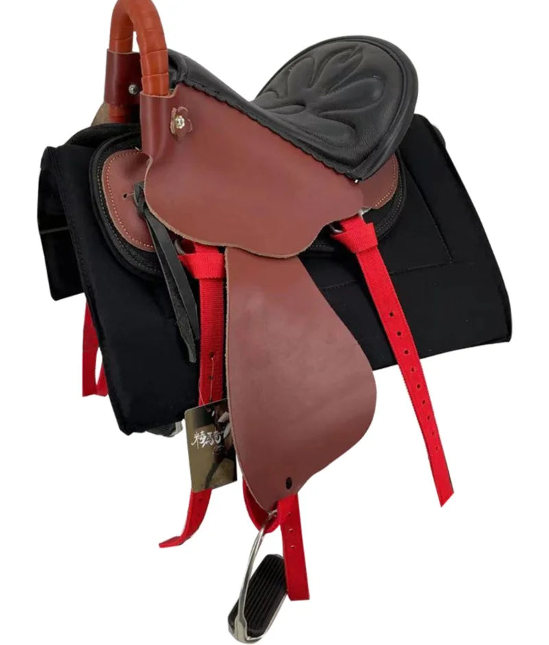 New Horse Saddle, Complete Harness Cowhide Tourist Saddle Equestrian Equipment Horse Accessories