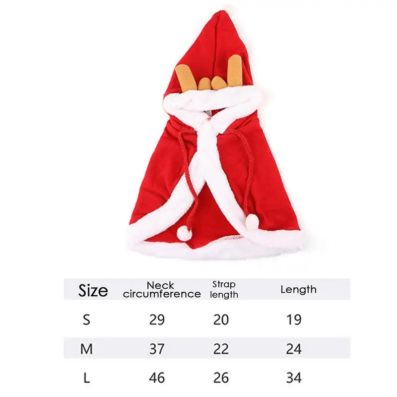 Christmas Cat Costume Cape Santa Claus Cloak Multiple Sizes Festive Holiday