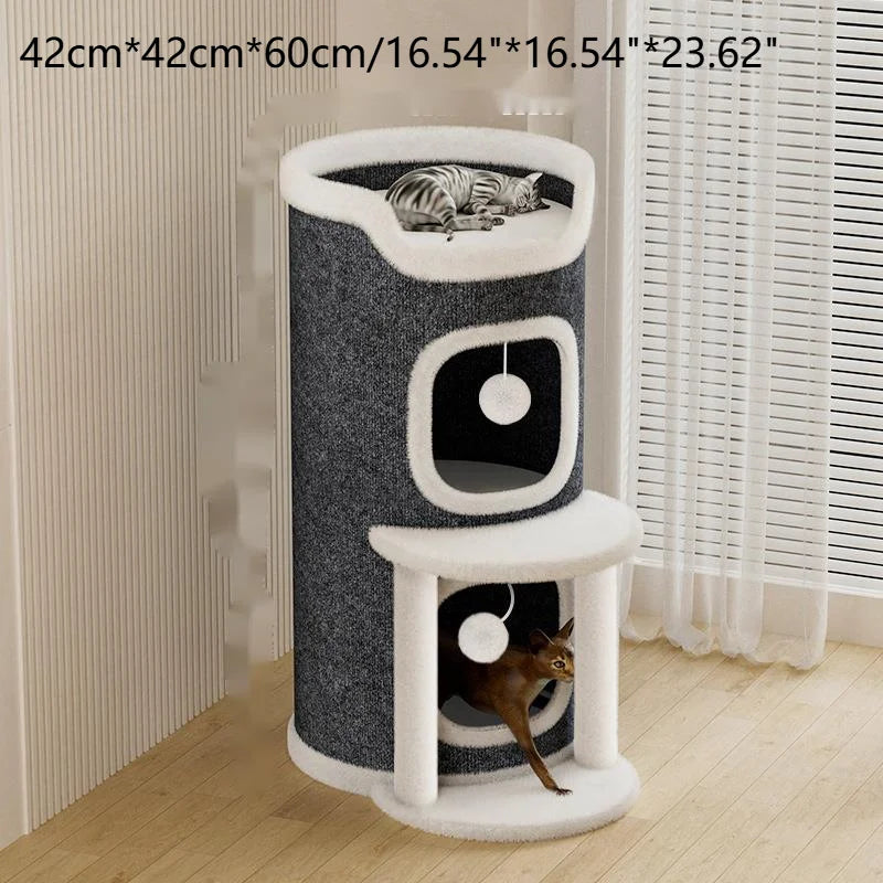 Cat climbing frame, cat nest, cat tree integrated, multi-layer semi enclosed, all season universal, winter tree hole,