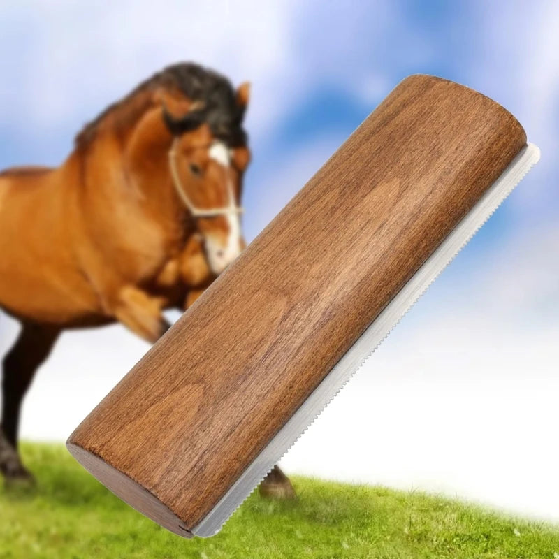 Horse Groomings Brush Scrapers Wooden Handle Horse Shedding Brush Groomings Tool Painlessly Remove of Loose Hair, Furs & Dirt