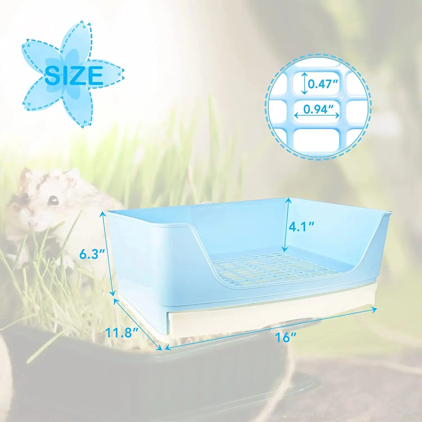 Large Rabbit Litter Box Set Round Corner Toilet Bedpan with Drawer Easy To Clean for Adult Hamster/Guinea Pig/Ferret/Bunny