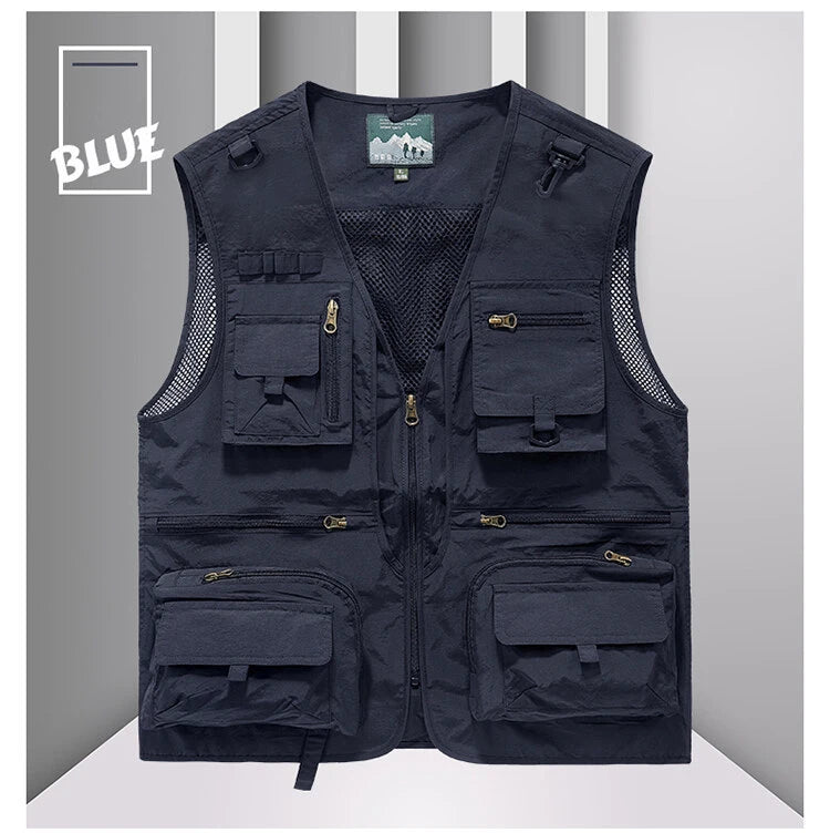 Bird Watching Vest 14 Pockets Photographer Waistcoat Mesh Cargo Sleeveless Jacket