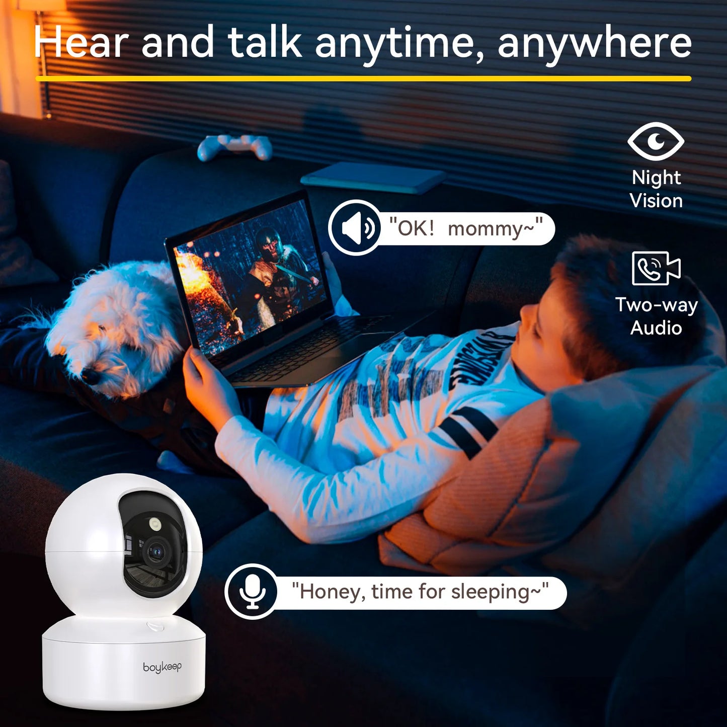 Pet Camera with Phone App, 5G/2.4GHz WiFi Indoor Security Camera, 360° Pan & Tilt, 2-Way Audio, Night Vision