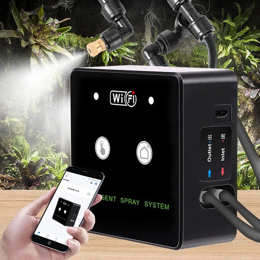 Reptile Rainforest Sprayer WiFi Control Automatic Mist Rainforest Timing Spray System Kit Irrigation Timer Reptile Sprayer Humidifier