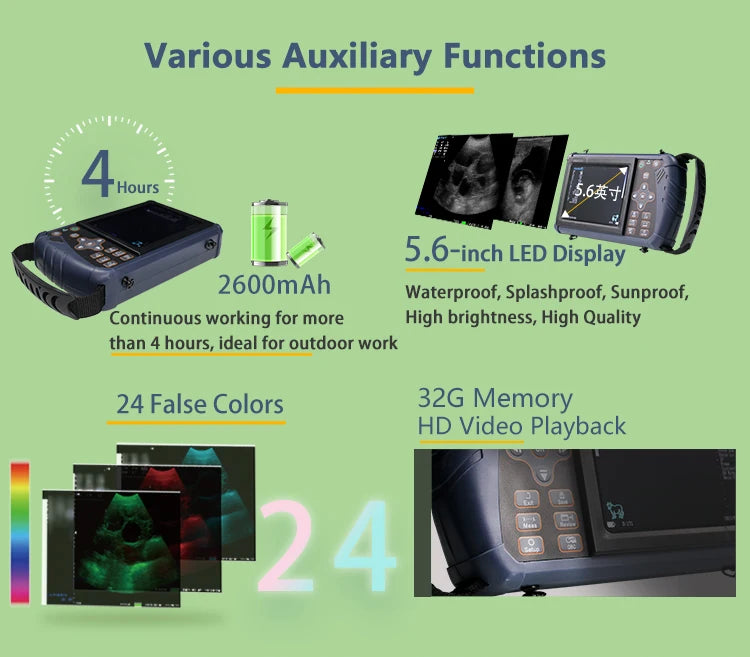 Portable Veterinary Ultrasound Scanner Vet B-Ultra Pregnancy Machine Handheld (B, BB, 4B, B+M, M) for Pig Sheep Cattle Horse Dog