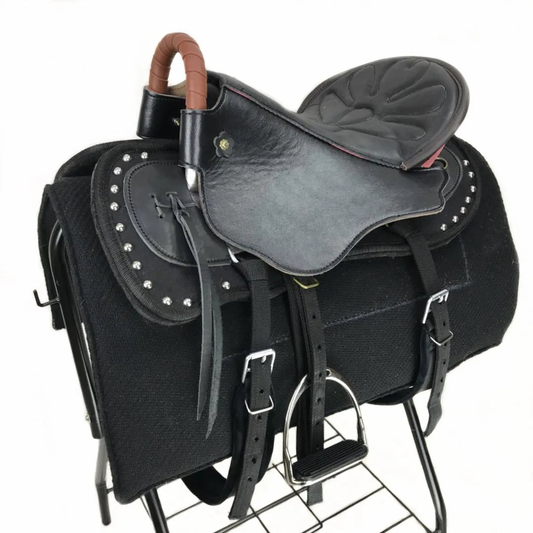 New Horse Saddle, Complete Harness Cowhide Tourist Saddle Equestrian Equipment Horse Accessories