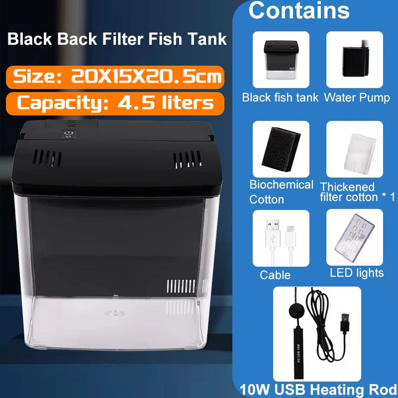 Fish tank living room small mini all in one tank household tabletop ecological tank self circulating back filter goldfish tank