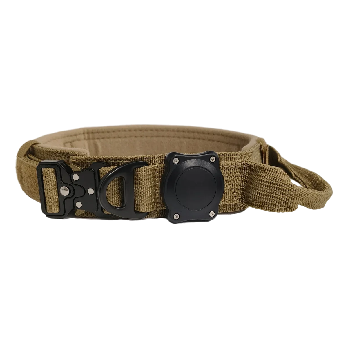 Dog Collar with Handle for Apple AirTag, Dog Collar for Large Medium Dogs, Military Dogs with Metal Buckle (AirTag sold separately)