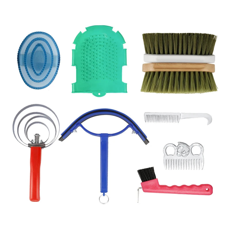 Horses equestrian grooming kit horse brush horse hair comb horse massage brush washing kit