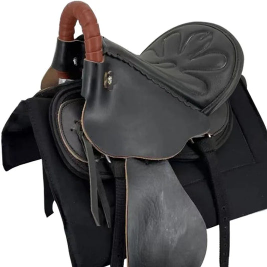 New Horse Saddle, Complete Harness Cowhide Tourist Saddle Equestrian Equipment Horse Accessories