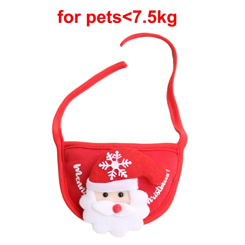 Christmas Cat Costume Xmas Cat Santa Elk Hat with Bandana Bib Scarf Set Cat