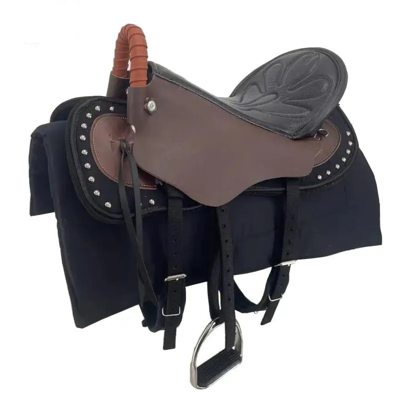 New Horse Saddle, Complete Harness Cowhide Tourist Saddle Equestrian Equipment Horse Accessories