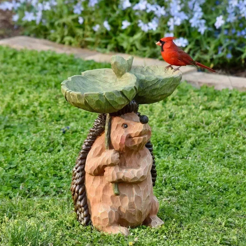 Animal themed Bird Bath, Sunflower Bird Bath, Outdoor Bird Bath Bowl, Bird Fountain Decoration for Garden