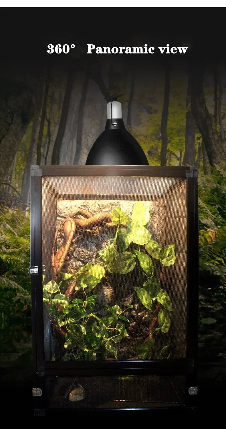 Reptile Detachable Habitat Tank Terrarium Transparent Aluminium Air Screen Cage Front Opening Door Full View