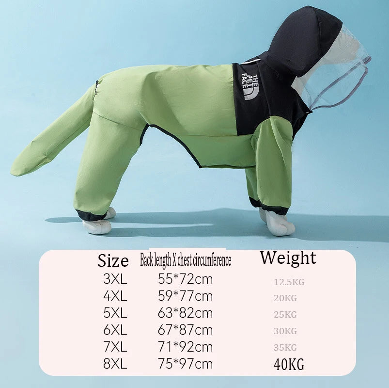 Dog Raincoat Windproof Water All-Inclusive Hooded Rain Poncho Outdoor Poncho Large Small and Medium Dogs